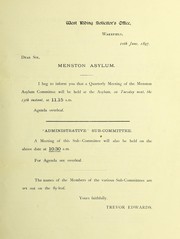 Front cover of [Accounts, etc. for Menston, Wadsley and Wakefield Asylums] by Menston Asylum