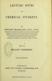 Front cover of Lecture notes for chemical students by Frankland Sir Edward