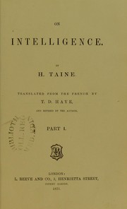 Cover of On intelligence by Hippolyte Taine
