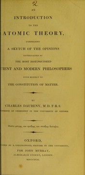 Front cover of An introduction to the atomic theory by Daubeny, Charles Giles Bridle