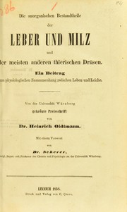 Front cover of Die anorganischen Bestandtheile der Leber und Milz und der meisten anderen thierischen Drüsen by Heinrich Oidtmann