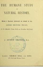 Cover of The humane study of natural history by J. Arthur Thomson