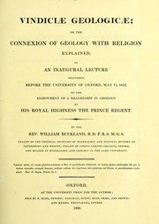 Front cover of Vindiciae geologicae, or, The connexion of geology with religion explained by William Buckland