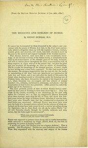 Front cover of The medicine and surgery of Homer by Henry Dunbar