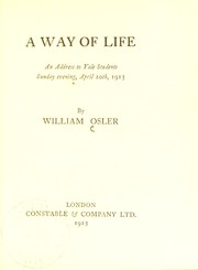 Cover of A Way of life by Osler, William Sir