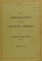 Front cover of The bibliography of the 'Religio medici' by Williams, Charles