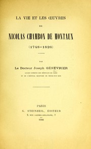 Front cover of La vie et les oeuvres de Nicolas Chambon de Montaux (1748-1826) by Joseph Genevrier