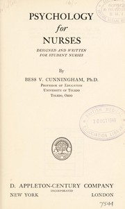 Cover of Psychology for nurses by Bess Virginia Cunningham