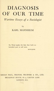 Cover of Diagnosis of our time by Karl Mannheim