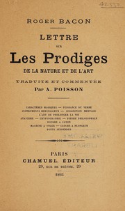 Front cover of Lettre sur les prodiges de la nature et de l'art by Roger Bacon
