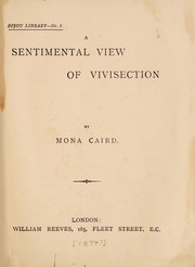 Front cover of A sentimental view of vivisection by Mona Caird