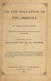 Cover of On the education of the imbecile by Dora Greenwell