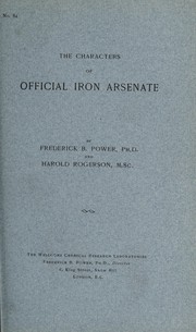 Cover of The characters of official iron arsenate by Frederick B. Power