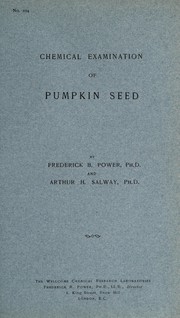 Front cover of Chemical examination of pumpkin seed by Frederick B. Power