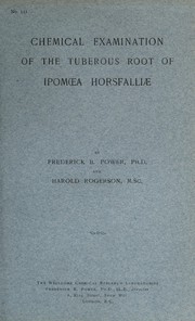 Cover of Chemical examination of the tuberous root of ipomœa horsfalliæ by Frederick B. Power