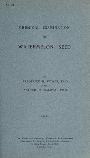 Cover of Chemical examination of watermelon seed by Frederick B. Power