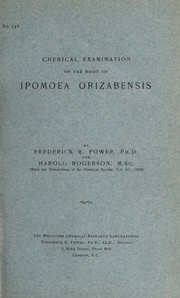 Cover of Chemical examination of the root of ipomoea orizabensis by Frederick B. Power