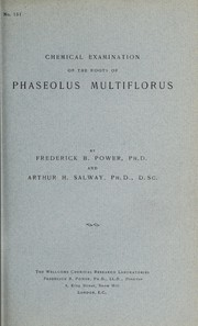 Cover of Chemical examination of the roots of phaseolus multiflorus by Frederick B. Power