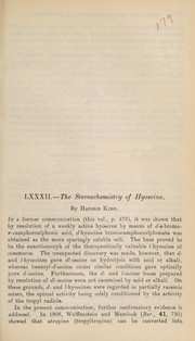Front cover of The stereochemistry of hyoscine by Harold King