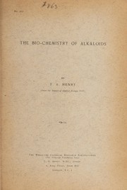 Cover of The bio-chemistry of alkaloids by Henry, Thomas Anderson