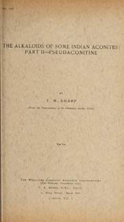 Front cover of The alkaloids of some Indian aconites by Thomas Marvel Sharp