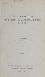 Cover of The alkaloids of Picralima klaineana, Pierre by Henry, Thomas Anderson