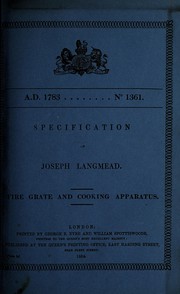 Front cover of Specification of Joseph Langmead by Joseph Langmead