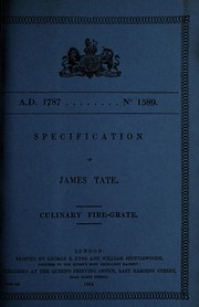 Front cover of Specification of James Tate by James Tate