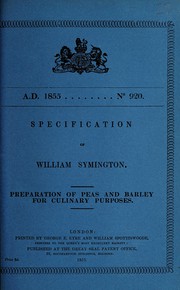 Front cover of Specification of William Symington by William Symington