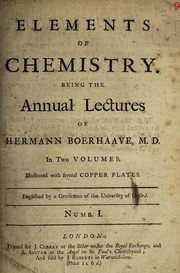 Front cover of Elements of chemistry by Herman Boerhaave