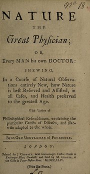 Front cover of Nature the great physician, or, Every man his own doctor by Unknown