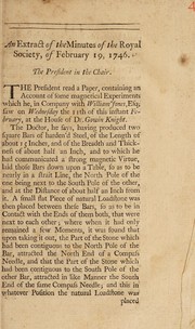 Cover of An extract of the minutes of the Royal Society, of February 19, 1746 by Royal Society (Great Britain)