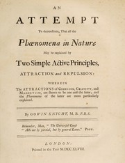 Cover of An attempt to demonstrate, that all the phoenomena [sic] in nature may be explained by two simple active principles, attraction and repulsion by Gowin Knight