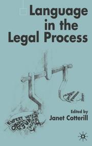 Front cover of Language in the legal process by Janet Cotterill