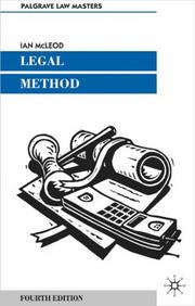 Front cover of Legal method by Ian McLeod
