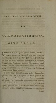 Front cover of Tentamen chemicum inaugurale, de acido atmosphaerico, sive aereo ... by William Scott