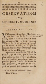 Front cover of Observations sur les ecrits modernes by Unknown