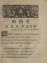 Front cover of Ode © la paix by Jean-Baptiste Rousseau