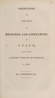 Front cover of Observations on the state of religion and literature in Spain by Bowring, John Sir