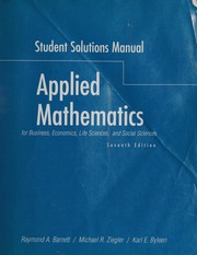Front cover of Student solutions manual, Applied mathematics for business, economics, life sciences and social sciences, seventh edition by Raymond A. Barnett
