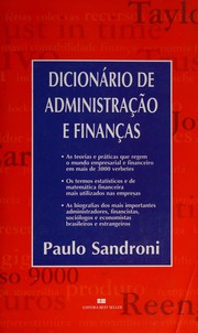 Front cover of Dicionário de administração e finanças by Paulo Sandroni