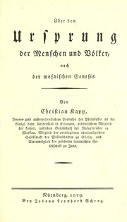 Front cover of Über den Ursprung der Menschen und Völker by Christian Kapp