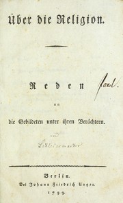Cover of Über die Religion by Friedrich Schleiermacher