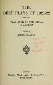 Cover of The Best plays of 1921-22 by Burns Mantle