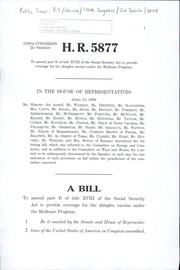 Cover of A bill to amend part B of title XVIII of the Social Security Act to provide coverage for the shingles vaccine under the Medicare program by United States. Congress. House