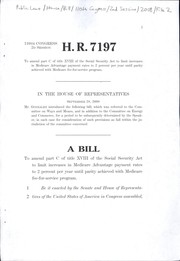 Cover of A bill to amend part C of title XVIII of the Social Security Act to limit increases in Medicare Advantage payment rates to 2 percent per year until parity achieved with Medicare fee-for-service program by United States. Congress. House