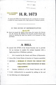 Cover of A bill to amend title XVIII of the Social Security Act to provide for an increase in update for certain hospitals with a high proportion of Medicare patients by United States. Congress. House