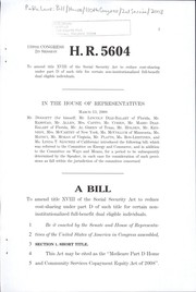 Cover of A bill to amend title XVIII of the Social Security Act to reduce cost-sharing under part D of such title for certain non-institutionalized full-benefit dual eligible individuals by United States. Congress. House