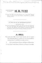 Cover of A bill to amend title XIX of the Social Security Act to require State Medicaid plans to continue to cover non-emergency transportation to medically necessary services by United States. Congress. House