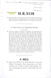 Cover of A bill to amend title XVIII of the Social Security Act and the Medicare Prescription Drug, Improvement, and Modernization Act of 2003 to extend certain Medicare payment methodologies provided for rural health care providers by United States. Congress. House